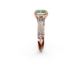 Rose gold Fancy Green Radiant  Cut Pave Diamond Engagement Ring with Channel Set Band and Four-Prong Setting_21