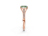 Rose gold Fancy Green Radiant Cut Solitaire Cathedral Diamond Engagement Ring with Channel-Set Band and Four-Prong Setting_5