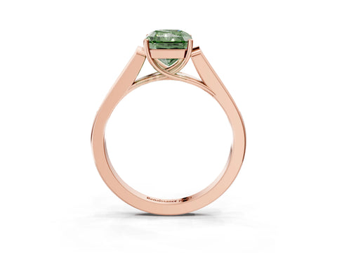Rose gold Fancy Green Radiant Cut Solitaire Cathedral Diamond Engagement Ring with Channel-Set Band and Four-Prong Setting_6