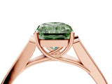 Rose gold Fancy Green Radiant Cut Solitaire Cathedral Diamond Engagement Ring with Channel-Set Band and Four-Prong Setting_7