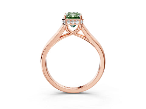 Rose gold Fancy Green Radiant Cut Solitaire Diamond Engagement Ring with Four-Prong Setting and Tapered Band_3