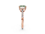 Rose gold Fancy Green Radiant Cut Solitaire Diamond Engagement Ring with Pavé Band and Six-Prong Setting_14
