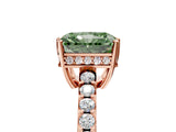 Rose gold Fancy Green Radiant Cut Solitaire Diamond Engagement Ring with Pavé Band and Six-Prong Setting_17