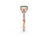 Rose gold Fancy Green Radiant Cut Solitaire Diamond Engagement Ring with Pavé Band and Six-Prong Setting_26