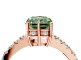Rose gold Fancy Green Radiant Cut Solitaire Diamond Engagement Ring with Pavé Band and Six-Prong Setting_28
