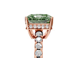 Rose gold Fancy Green Radiant Cut Solitaire Diamond Engagement Ring with Pavé Band and Six-Prong Setting_29