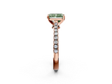 Rose gold Fancy Green Radiant  Cut Solitaire Diamond Engagement Ring with Pave Band and Four-Prong Setting_146