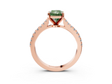 Rose gold Fancy Green Radiant  Cut Solitaire Diamond Engagement Ring with Pave Band and Four-Prong Setting_147