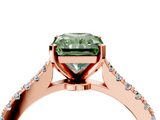 Rose gold Fancy Green Radiant  Cut Solitaire Diamond Engagement Ring with Pave Band and Four-Prong Setting_148