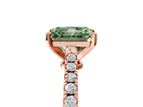 Rose gold Fancy Green Radiant  Cut Solitaire Diamond Engagement Ring with Pave Band and Four-Prong Setting_149