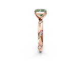 Rose gold Fancy Green Radiant Cut Solitaire Diamond Engagement Ring with Twisted Pave Band and Four-Prong Setting_5