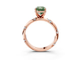 Rose gold Fancy Green Radiant Cut Solitaire Diamond Engagement Ring with Twisted Pave Band and Four-Prong Setting_6
