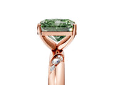 Rose gold Fancy Green Radiant Cut Solitaire Diamond Engagement Ring with Twisted Pave Band and Four-Prong Setting_8