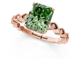 Rose gold Fancy Green Radiant Cut Solitaire Diamond Ring with Infinity Twist Band and Four-Prong Setting_1