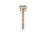Rose gold Fancy Green Radiant Cut Solitaire Diamond Ring with Infinity Twist Band and Four-Prong Setting_2
