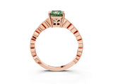 Rose gold Fancy Green Radiant Cut Solitaire Diamond Ring with Infinity Twist Band and Four-Prong Setting_3