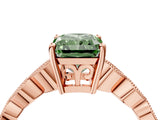 Rose gold Fancy Green Radiant Cut Solitaire Diamond Ring with Infinity Twist Band and Four-Prong Setting_4