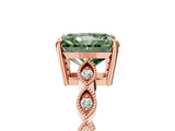 Rose gold Fancy Green Radiant Cut Solitaire Diamond Ring with Infinity Twist Band and Four-Prong Setting_5