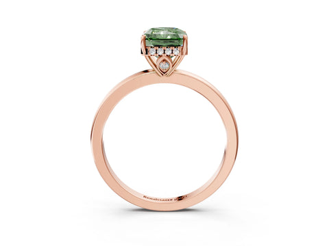 Rose gold Fancy Green Radiant Cut Solitaire Diamond Ring with Prong Setting and Plain Band_3