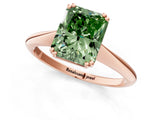 Rose gold Fancy Green Radiant Cut Solitaire Diamond Ring with Six-Prong Setting and Classic Band_13