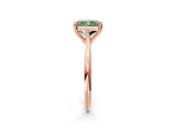 Rose gold Fancy Green Radiant Cut Solitaire Diamond Ring with Six-Prong Setting and Classic Band_14