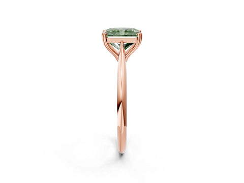 Rose gold Fancy Green Radiant Cut Solitaire Diamond Ring with Six-Prong Setting and Classic Band_2