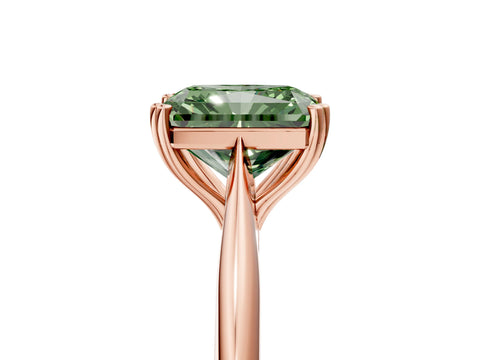 Rose gold Fancy Green Radiant Cut Solitaire Diamond Ring with Six-Prong Setting and Classic Band_5
