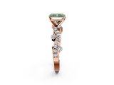 Rose gold Fancy Green Radiant  Cut Solitaire Diamond Twisted Band with Pave Setting_44