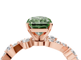 Rose gold Fancy Green Radiant  Cut Solitaire Diamond Twisted Band with Pave Setting_46