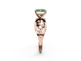Rose gold Fancy Green Radiant  Cut Solitaire Diamond with Side Stones on Criss-Cross Band and Four-Prong Setting_5