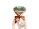 Rose gold Fancy Green Radiant  Cut Solitaire Diamond with Side Stones on Criss-Cross Band and Four-Prong Setting_8