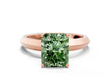 Rose gold Fancy Green Radiant  Cut Solitaire Engagement Ring with Flat Band and Four-Prong Setting 1