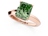 Rose gold Fancy Green Radiant  Cut Solitaire Engagement Ring with Flat Band and Four-Prong Setting 2
