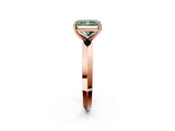 Rose gold Fancy Green Radiant  Cut Solitaire Engagement Ring with Flat Band and Four-Prong Setting 3