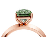 Rose gold Fancy Green Radiant  Cut Solitaire Engagement Ring with Flat Band and Four-Prong Setting 5