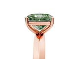 Rose gold Fancy Green Radiant  Cut Solitaire Engagement Ring with Flat Band and Four-Prong Setting