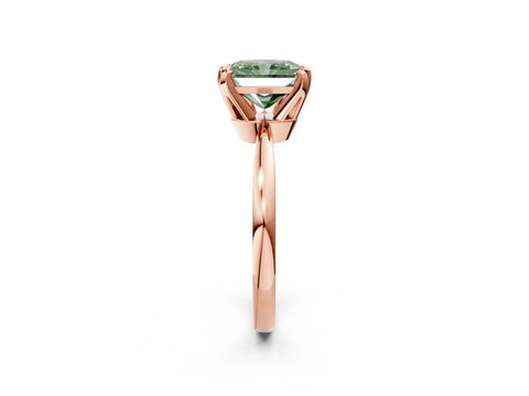 Rose gold Fancy Green Radiant Cut Solitaire Engagement Ring with Six-Prong Setting and Tapered Band_2