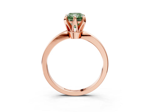 Rose gold Fancy Green Radiant Cut Solitaire Engagement Ring with Six-Prong Setting and Tapered Band_3