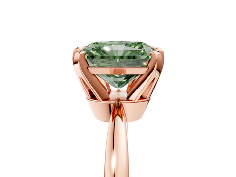 Rose gold Fancy Green Radiant Cut Solitaire Engagement Ring with Six-Prong Setting and Tapered Band_5