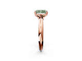Rose gold Fancy Green Radiant  Cut Solitaire Engagement Ring with Tapered Band and Four-Prong Setting 3