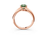 Rose gold Fancy Green Radiant  Cut Solitaire Engagement Ring with Tapered Band and Four-Prong Setting 4