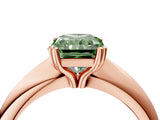 Rose gold Fancy Green Radiant  Cut Solitaire Engagement Ring with Tapered Band and Four-Prong Setting 5