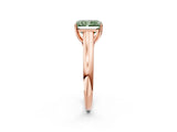 Rose gold Fancy Green Radiant Cut Solitaire Engagement Ring with Tapered Band and Four-Prong Setting_5