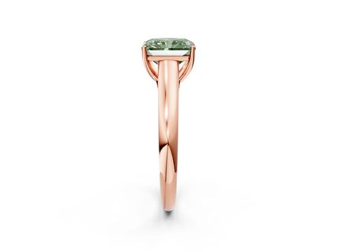 Rose gold Fancy Green Radiant Cut Solitaire Engagement Ring with Tapered Band and Four-Prong Setting_5