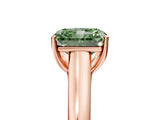 Rose gold Fancy Green Radiant Cut Solitaire Engagement Ring with Tapered Band and Four-Prong Setting_8
