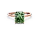 Rose gold Fancy Green Radiant  Cut Solitaire Engagement Ring with Thin Band and Four-Prong Setting_3