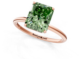 Rose gold Fancy Green Radiant  Cut Solitaire Engagement Ring with Thin Band and Four-Prong Setting_4