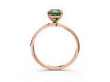 Rose gold Fancy Green Radiant  Cut Solitaire Engagement Ring with Thin Band and Four-Prong Setting_6