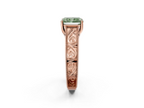 Rose gold Fancy Green Radiant  Cut Solitaire Engraved Band with Four-Prong Setting_114
