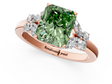 Rose gold Fancy Green Radiant  Cut Solitaire Floral Diamond Ring with Four-Prong Setting_38